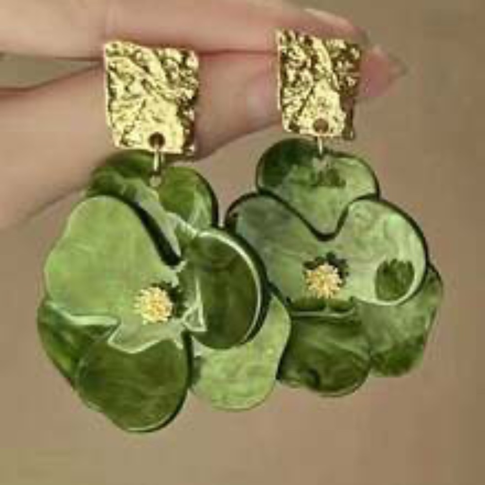 1 Pair Metal & Acrylic Floral Luxury High-End Jewelry Accessories For Women